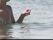 Nude Beach - girl MMF Threesome on the Shore