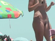 Nude Beach - Hot Brunette Posing on the Shore