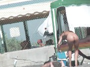 Rock hard erection on public nude beach