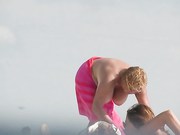 Shameless nudists make fun on the beach