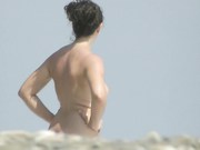 Very horny milf rubbing boobs in nude beach