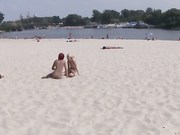 Nudist movie - Cute redhead stripped on beach